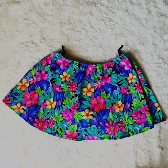Girls Vintage Floral Print Skirted Swim Suit Bikini Bottom Size Medium - Picture 1 of 7